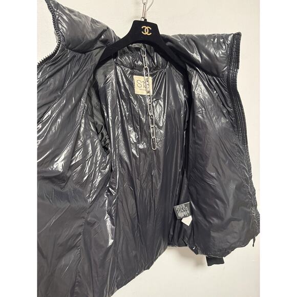 S13 New York Jacket Mens 2XL Black Hooded Puffer Down Feather Full Zip Quilted - Picture 5 of 11